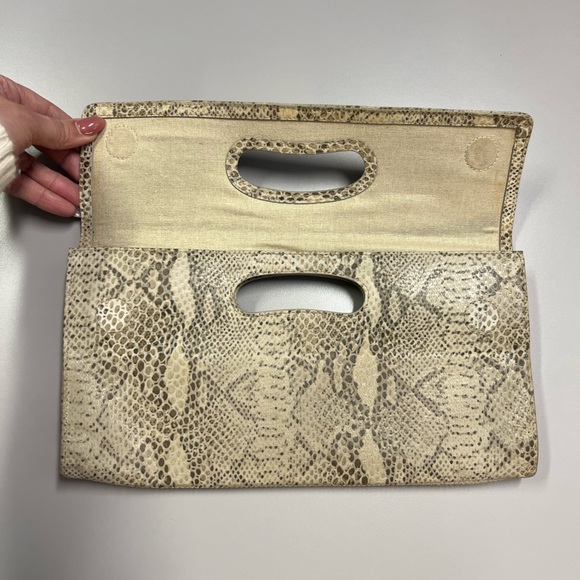 Hobo Leather Snakeskin Print Clutch Bag - Picture 7 of 12